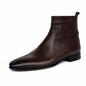 Raphael Tobacco Men's Chelsea Genuine Leather Boots - Leather Sole